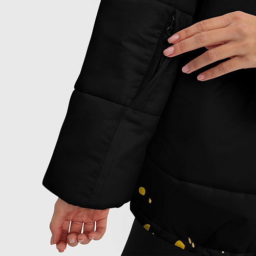 Женская зимняя куртка Пятна черной краски на желтом фоне / 3D-Черный – фото 5