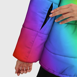 Куртка зимняя женская Сердце - радужный градиент, цвет: 3D-черный — фото 2