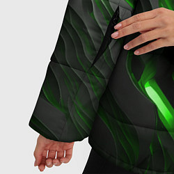 Куртка зимняя женская Объемные черные и зеленые линии, цвет: 3D-светло-серый — фото 2