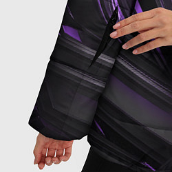 Куртка зимняя женская Черно-фиолетовые объекты, цвет: 3D-красный — фото 2