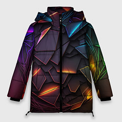 Куртка зимняя женская Яркие неоновые объекты, цвет: 3D-черный
