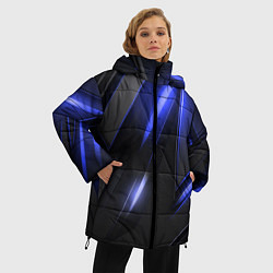 Куртка зимняя женская Синие неоновые плиты, цвет: 3D-красный — фото 2