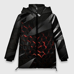 Женская зимняя куртка Black and red abstract