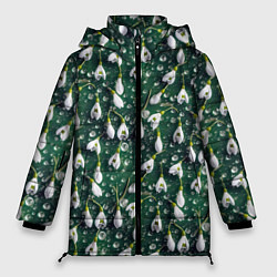 Куртка зимняя женская Сочная текстура из подснежников, цвет: 3D-черный