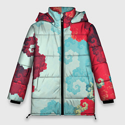 Куртка зимняя женская Пиксельный цветочный паттерн, цвет: 3D-светло-серый