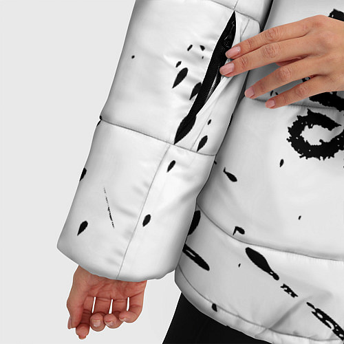 Женская зимняя куртка Slipknot и рок символ на светлом фоне / 3D-Черный – фото 5