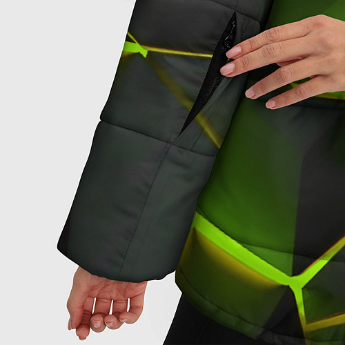 Женская зимняя куртка Разлом неоновых плит / 3D-Черный – фото 5