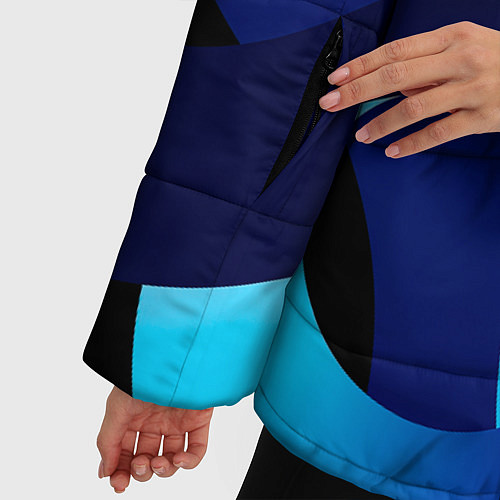 Женская зимняя куртка Синие линии в виде узоров / 3D-Светло-серый – фото 5