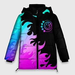 Куртка зимняя женская Blink 182 неоновый огонь, цвет: 3D-черный