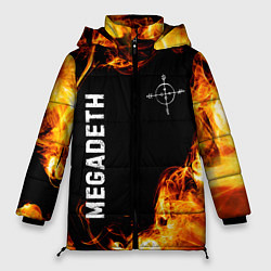 Куртка зимняя женская Megadeth и пылающий огонь, цвет: 3D-черный