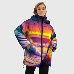 Куртка зимняя женская Волны на закате, цвет: 3D-черный — фото 2