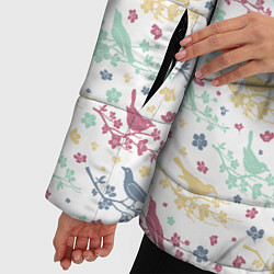 Куртка зимняя женская Весенний паттерн с птицами, цвет: 3D-светло-серый — фото 2