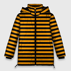 Куртка зимняя женская Черно-оранжевые полосы - пчелиный образ, цвет: 3D-красный