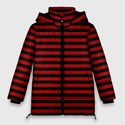 Куртка зимняя женская Темно-красные полосы, цвет: 3D-черный