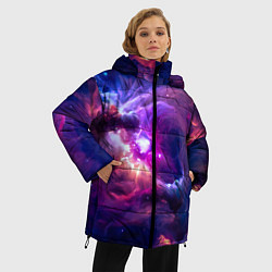 Куртка зимняя женская Небула в космосе в фиолетовых тонах - нейронная се, цвет: 3D-черный — фото 2