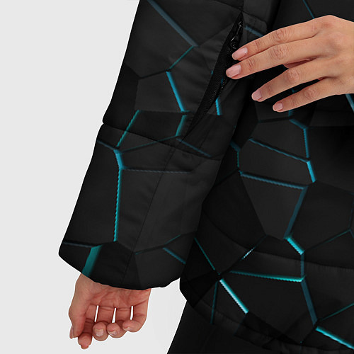 Женская зимняя куртка Плиты с синей неоновой подсветкой / 3D-Черный – фото 5