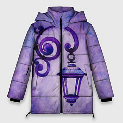 Куртка зимняя женская Уличный фиолетовый фонарь, цвет: 3D-черный