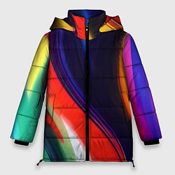 Куртка зимняя женская Абстракция красок мазками, цвет: 3D-черный