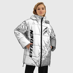 Куртка зимняя женская Citroen speed на светлом фоне со следами шин: надп, цвет: 3D-черный — фото 2