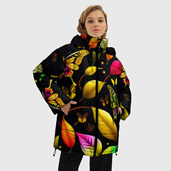Куртка зимняя женская Листья и бабочки, цвет: 3D-светло-серый — фото 2