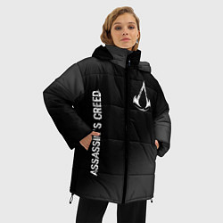 Куртка зимняя женская Assassins Creed glitch на темном фоне: надпись, си, цвет: 3D-черный — фото 2