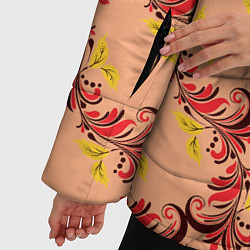 Куртка зимняя женская Абстрактный винтажный растительный орнамент, цвет: 3D-красный — фото 2