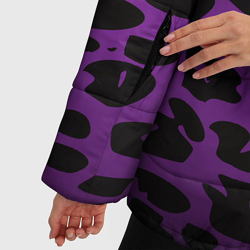 Женская зимняя куртка Фиолетовый леопард / 3D-Черный – фото 5