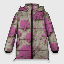 Куртка зимняя женская Розовые цветы объемные, цвет: 3D-светло-серый