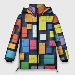Куртка зимняя женская Тетрис цветные кубики, цвет: 3D-красный