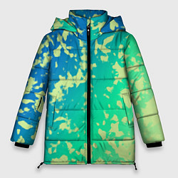 Куртка зимняя женская Градиент сине-зеленый пятна, цвет: 3D-черный