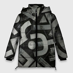 Куртка зимняя женская Шрифтовые узоры, цвет: 3D-светло-серый