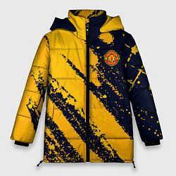 Куртка зимняя женская ФК Манчестер Юнайтед эмблема, цвет: 3D-черный