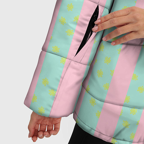 Женская зимняя куртка Полоска в цветочек - костюм Кена из фильма Барби / 3D-Черный – фото 5