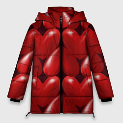 Куртка зимняя женская Red hearts, цвет: 3D-красный