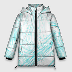 Куртка зимняя женская Абстракция бело-голубой, цвет: 3D-черный