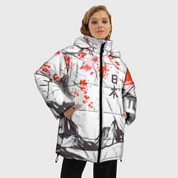 Куртка зимняя женская Цветущая сакура и солнце - Япония, цвет: 3D-светло-серый — фото 2