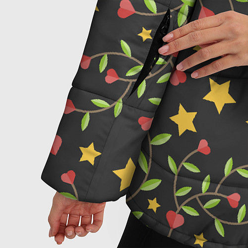 Женская зимняя куртка Листочки и звёзды / 3D-Черный – фото 5