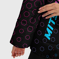 Куртка зимняя женская Mitsubishi - neon gradient: надпись, символ, цвет: 3D-черный — фото 2