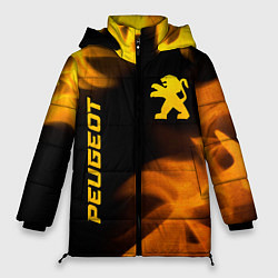 Куртка зимняя женская Peugeot - gold gradient: надпись, символ, цвет: 3D-черный