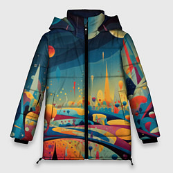 Куртка зимняя женская Абстрактный пейзаж: арт нейросети, цвет: 3D-светло-серый