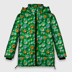 Куртка зимняя женская Объемные летние цветы, цвет: 3D-светло-серый