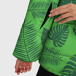 Куртка зимняя женская Зеленые листики, цвет: 3D-черный — фото 2