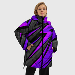 Куртка зимняя женская Спорт униформа - пурпурный, цвет: 3D-черный — фото 2
