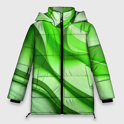 Куртка зимняя женская Светлые зеленые волны, цвет: 3D-черный