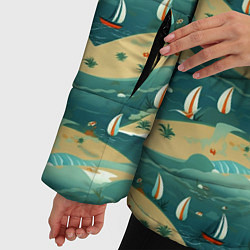Куртка зимняя женская Парусники в море, цвет: 3D-светло-серый — фото 2