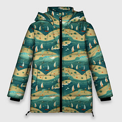 Женская зимняя куртка Парусники в море