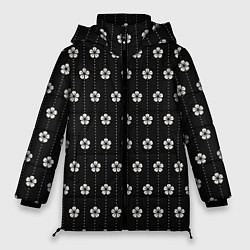 Куртка зимняя женская Японский узор цветов, цвет: 3D-черный