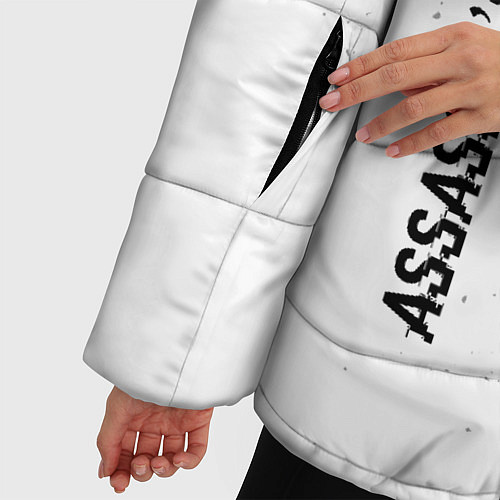 Женская зимняя куртка Assassins Creed glitch на светлом фоне: надпись, с / 3D-Черный – фото 5