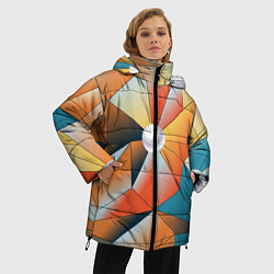 Куртка зимняя женская Жемчужина - градиент из полигональных треугольнико, цвет: 3D-красный — фото 2