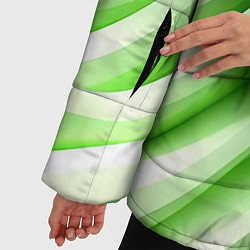 Куртка зимняя женская Белые и зеленый волны, цвет: 3D-красный — фото 2